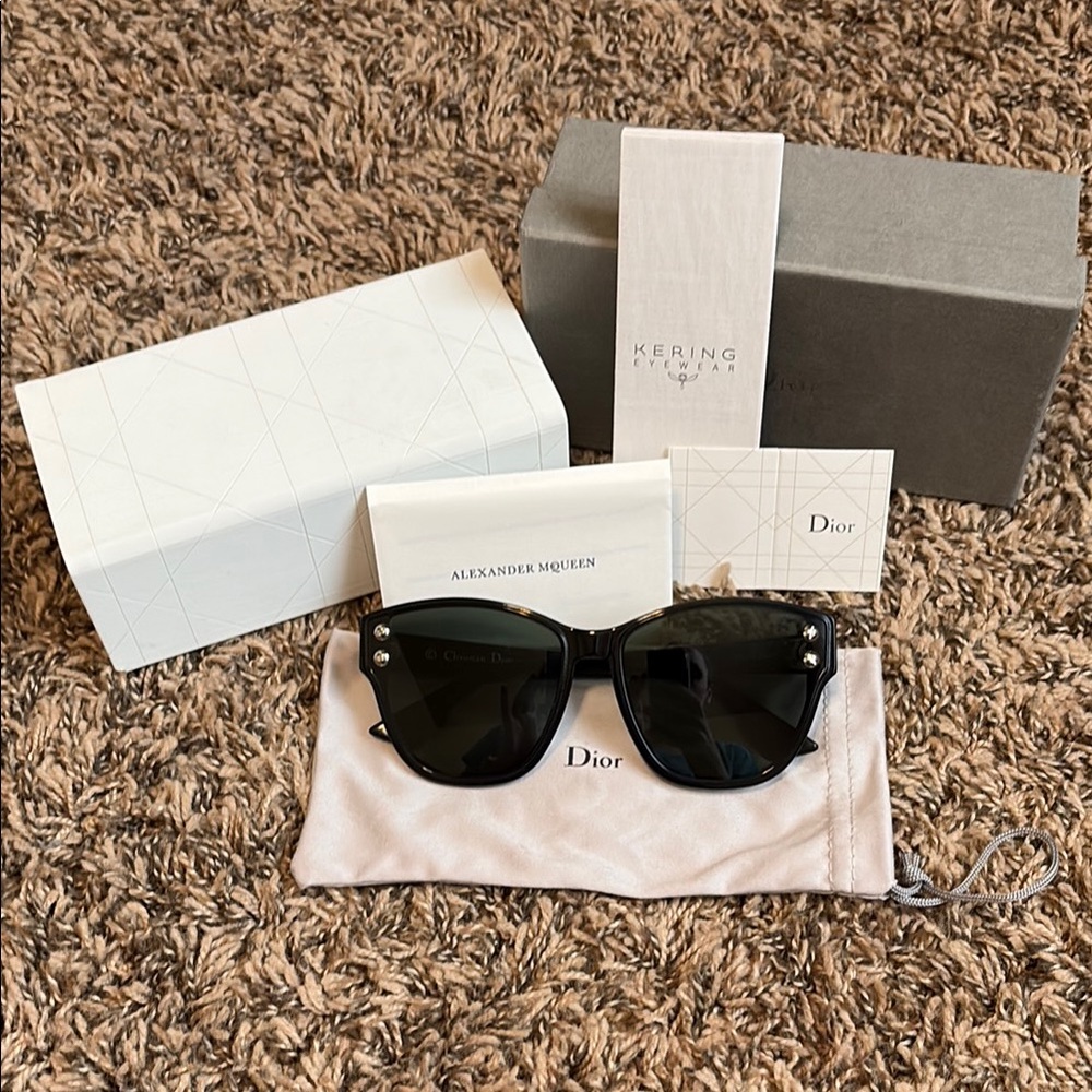 Dior 60MM Cat Eye Black Sunglasses